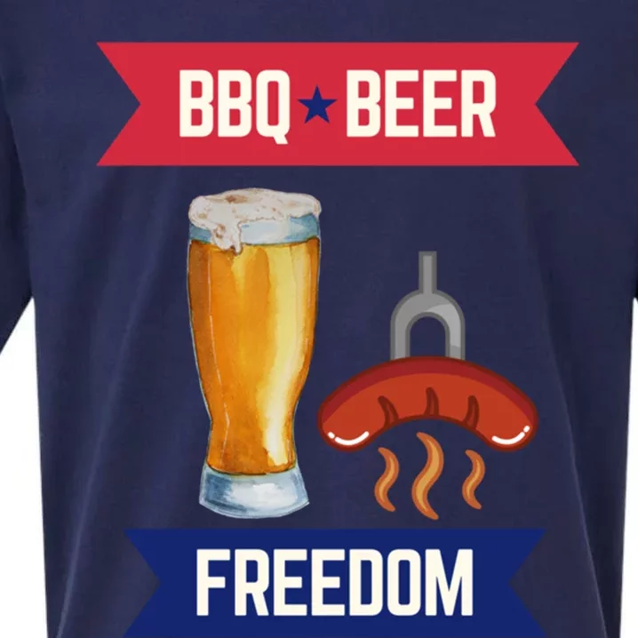 Bbq Beer And Freedom Patriotic 4th Of July Design Gift Sueded Cloud Jersey T-Shirt