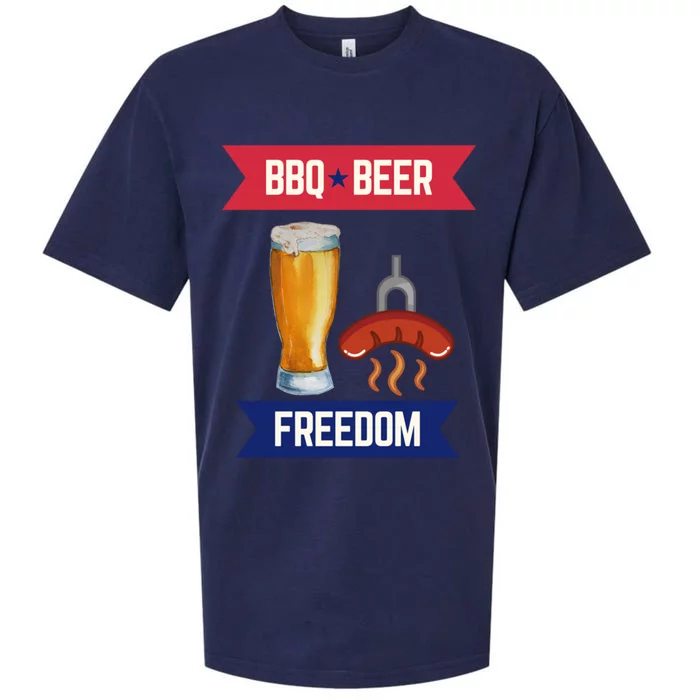 Bbq Beer And Freedom Patriotic 4th Of July Design Gift Sueded Cloud Jersey T-Shirt