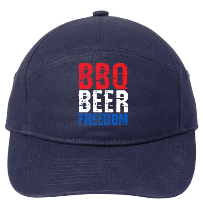 Bbq Beer And Freedom Funny July 4th Patriotic Gift 7-Panel Snapback Hat