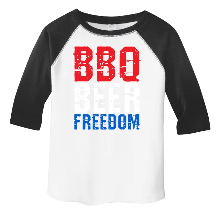 Bbq Beer And Freedom Funny July 4th Patriotic Gift Toddler Fine Jersey T-Shirt