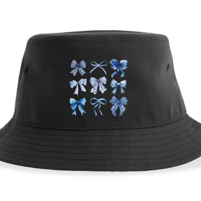 Blue Bow And Ribbon Cute Graphic For Women Sustainable Bucket Hat