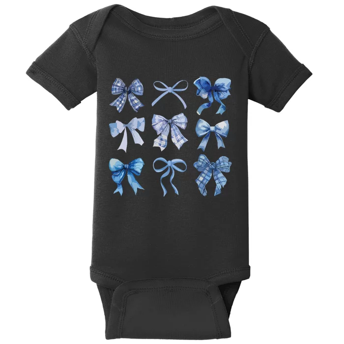 Blue Bow And Ribbon Cute Graphic For Women Baby Bodysuit