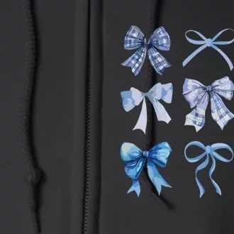 Blue Bow And Ribbon Cute Graphic For Women Full Zip Hoodie