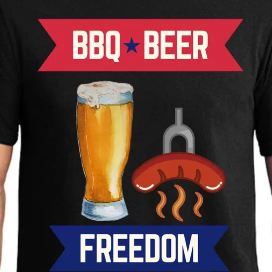 Bbq Beer And Freedom Patriotic 4th Of July Design Gift Pajama Set