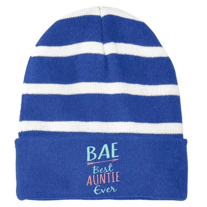 Bae Best Auntie Ever Cool Gift Cute Aunt Gift Striped Beanie with Solid Band