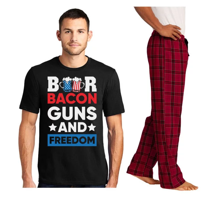 Beer Bacon Guns And Freedom 4th of July Pajama Set