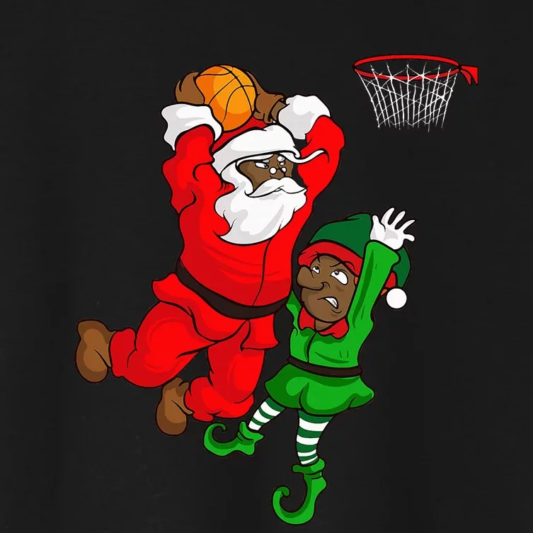 Basketball Black African American Santa Claus Dunk Elf Women's Crop Top Tee