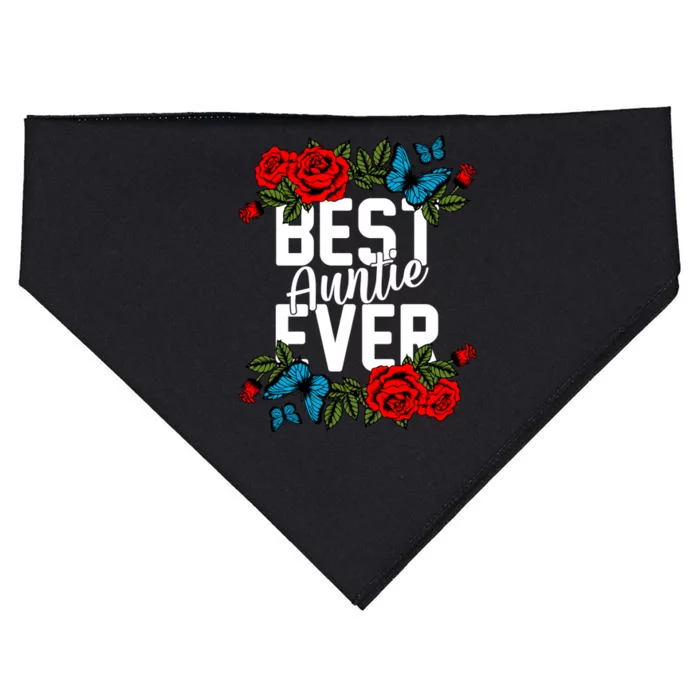 Bae Best Auntie Ever Floral Graphic Aunt Gift USA-Made Doggie Bandana