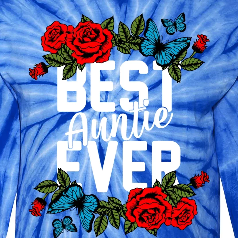 Bae Best Auntie Ever Floral Graphic Aunt Gift Tie-Dye Long Sleeve Shirt