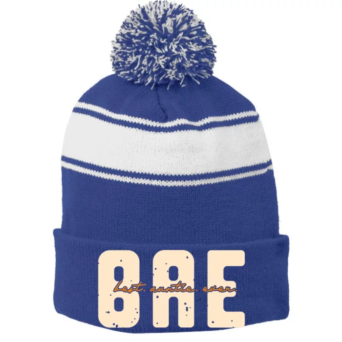 Bae Best Auntie Ever Aunts Great Aunt Great Gift Stripe Pom Pom Beanie