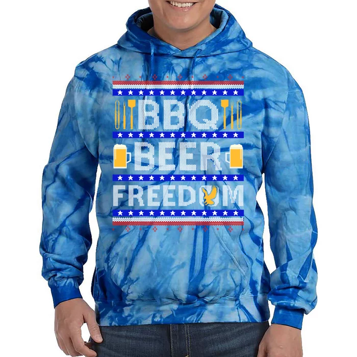 Bbq Beer And Freedom! Ugly Sweater Xmas Deisgn Gift Tie Dye Hoodie