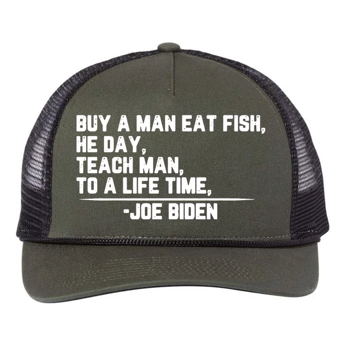 Biden Buy A Man A Fish Retro Rope Trucker Hat Cap