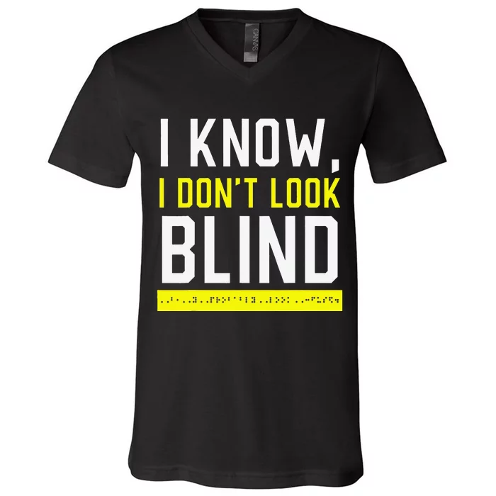 Braille Blind Awareness Visually Impaired Disability V-Neck T-Shirt