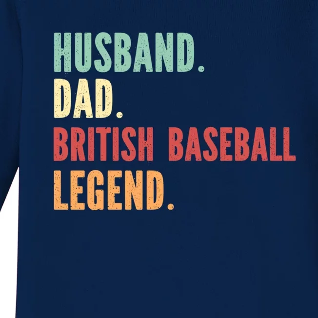 British Baseball Athlete Dad Husband Father Great Gift Baby Long Sleeve Bodysuit