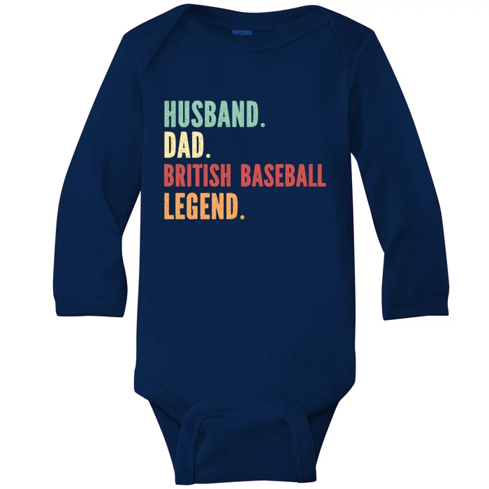 British Baseball Athlete Dad Husband Father Great Gift Baby Long Sleeve Bodysuit