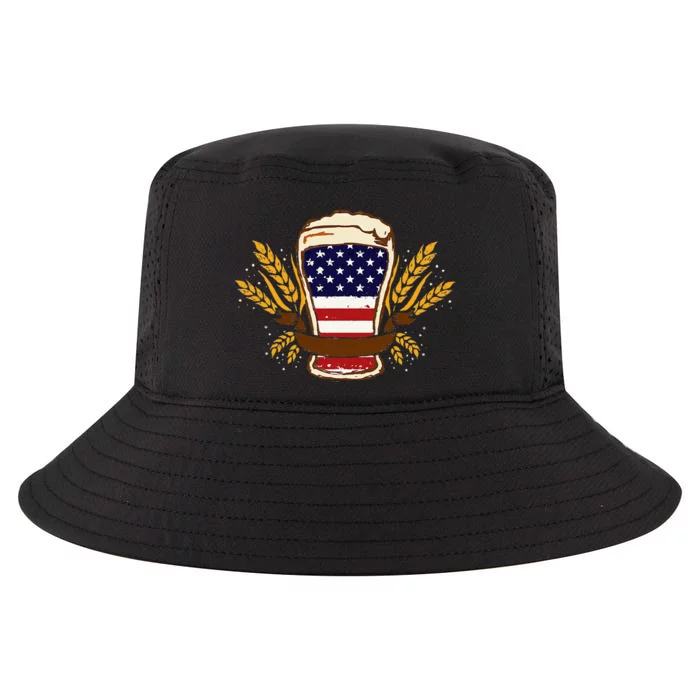 Beer & BBQ American Flag 4th of July  Merica USA Cool Comfort Performance Bucket Hat