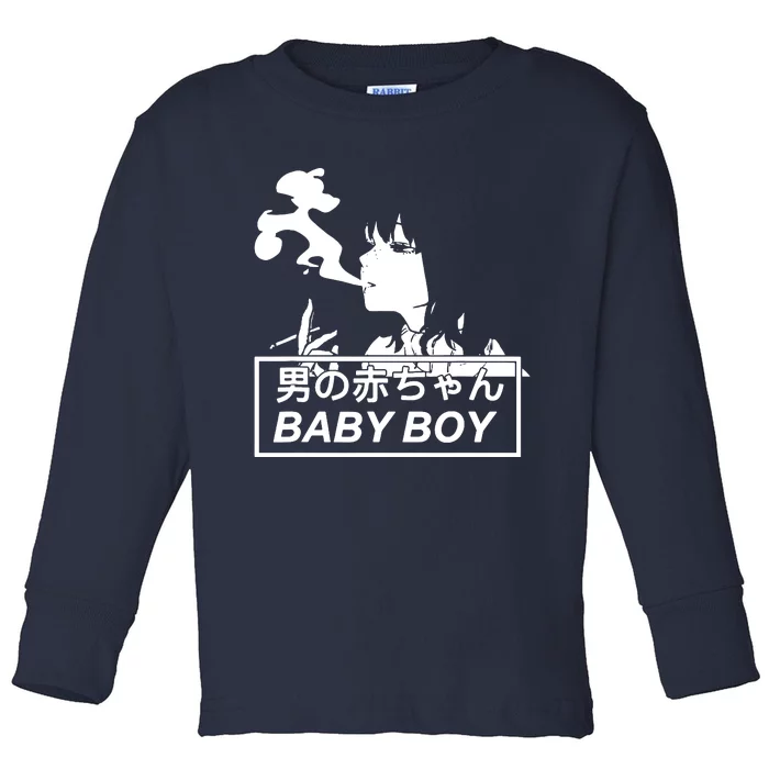 Baby Boy Aesthetic Vaporwave Anime Toddler Long Sleeve Shirt