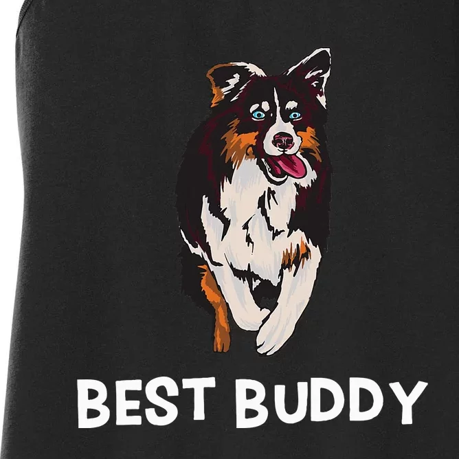 Best Buddy Australian Shepherd Dog Design Aussie Women's Racerback Tank