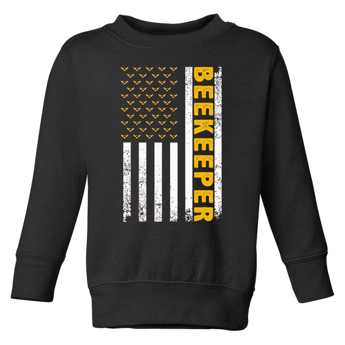 Beekeeper Beekeeping American Flag Bee Lover Toddler Sweatshirt