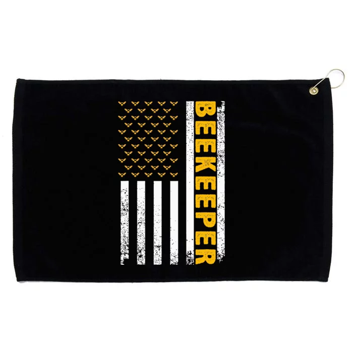 Beekeeper Beekeeping American Flag Bee Lover Grommeted Golf Towel