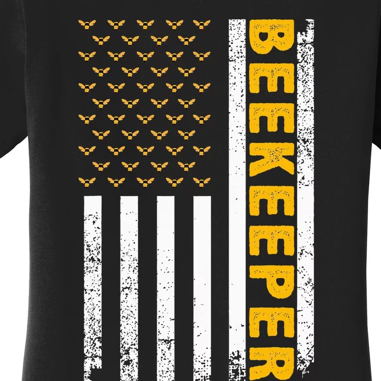 Beekeeper Beekeeping American Flag Bee Lover Women's T-Shirt