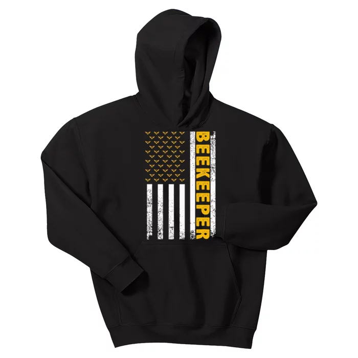 Beekeeper Beekeeping American Flag Bee Lover Kids Hoodie