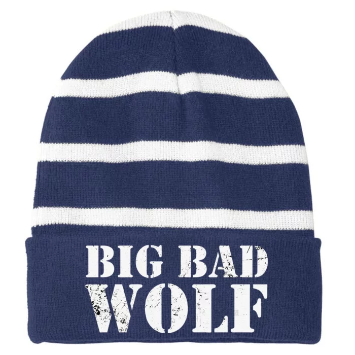 Big Bad And Wolf Funny Wolves Werewolf Cool Dog Gift Striped Beanie with Solid Band