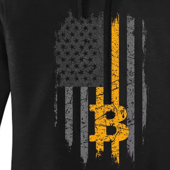 Btc Bitcoin American Flag Crypto Revolution Buy The Dip Women's Pullover Hoodie