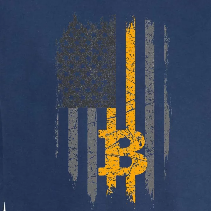 Btc Bitcoin American Flag Crypto Revolution Buy The Dip Garment-Dyed Sweatshirt