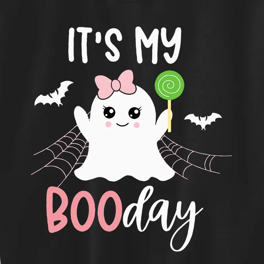 Bootiful Birthday Adorable Halloween Ghost with Pink Bow Kids Sweatshirt