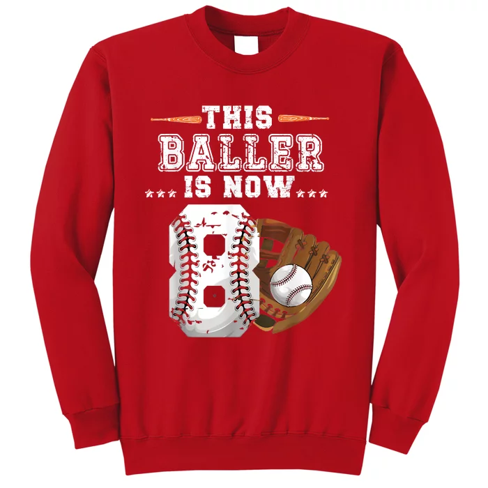 Baseball Birthday Age 8 Sports Themed Birthday Sweatshirt