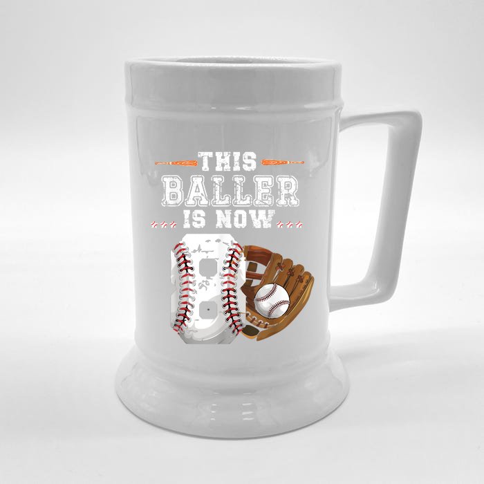 Baseball Birthday Age 8 Sports Themed Birthday Front & Back Beer Stein