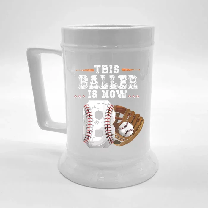 Baseball Birthday Age 8 Sports Themed Birthday Front & Back Beer Stein