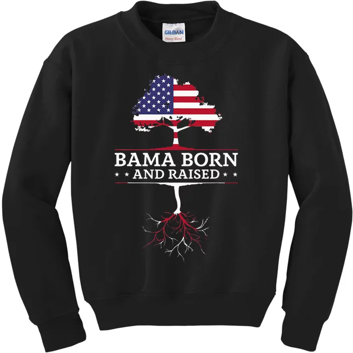 Bama Born And Raised Alabama Home State Kids Sweatshirt