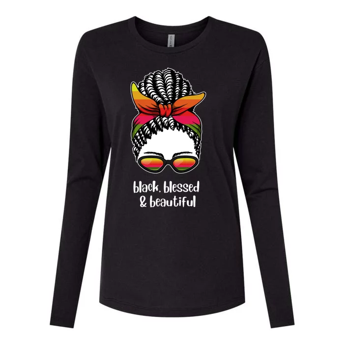 Black Blessed And Beautiful Hair Bun Womens Cotton Relaxed Long Sleeve T-Shirt