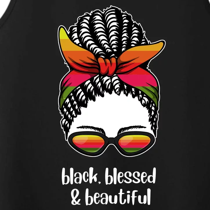 Black Blessed And Beautiful Hair Bun Performance Tank