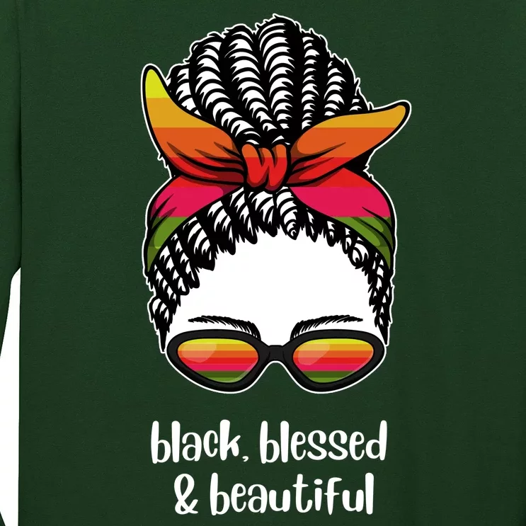 Black Blessed And Beautiful Hair Bun Long Sleeve Shirt