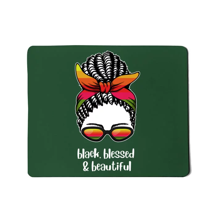 Black Blessed And Beautiful Hair Bun Mousepad