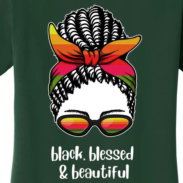 Black Blessed And Beautiful Hair Bun Women's T-Shirt