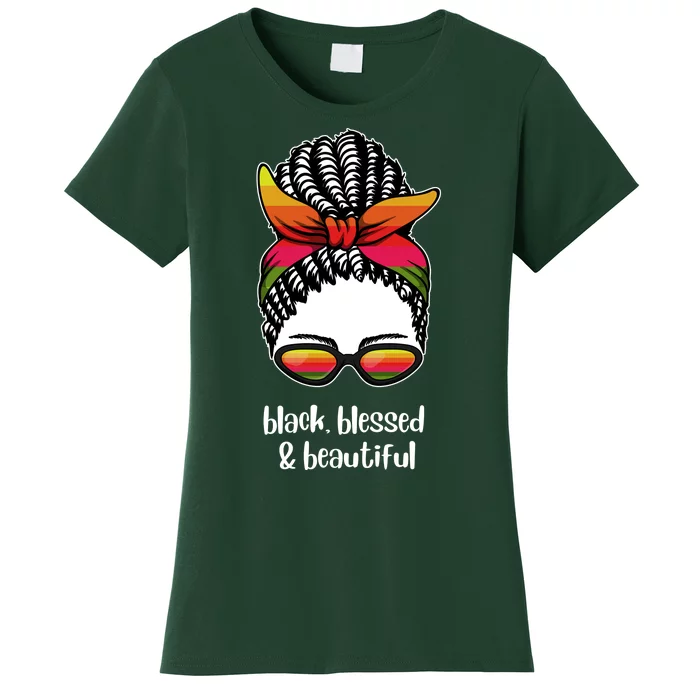 Black Blessed And Beautiful Hair Bun Women's T-Shirt