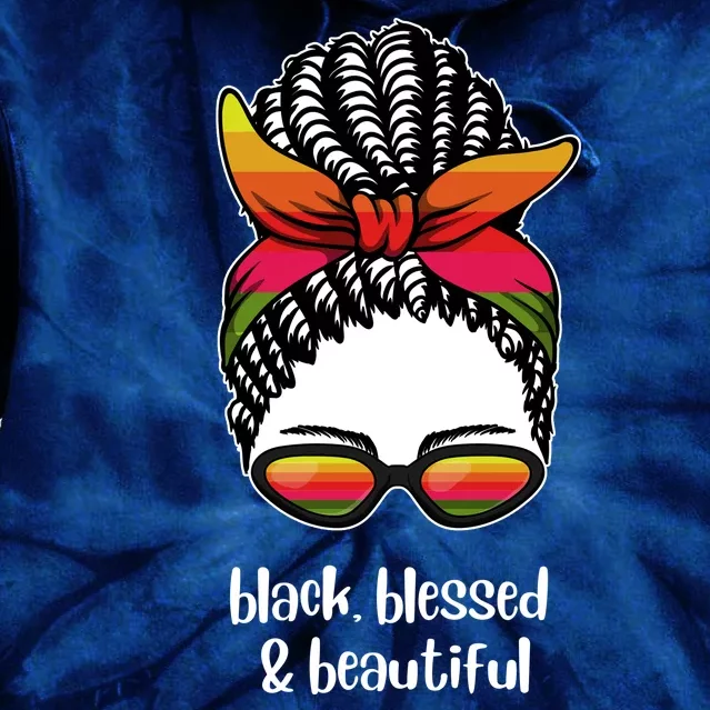 Black Blessed And Beautiful Hair Bun Tie Dye Hoodie