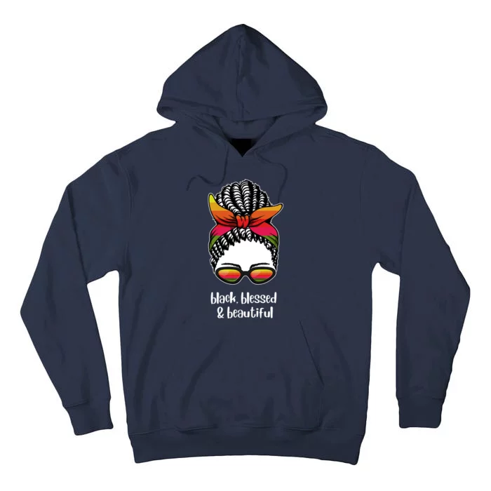 Black Blessed And Beautiful Hair Bun Tall Hoodie