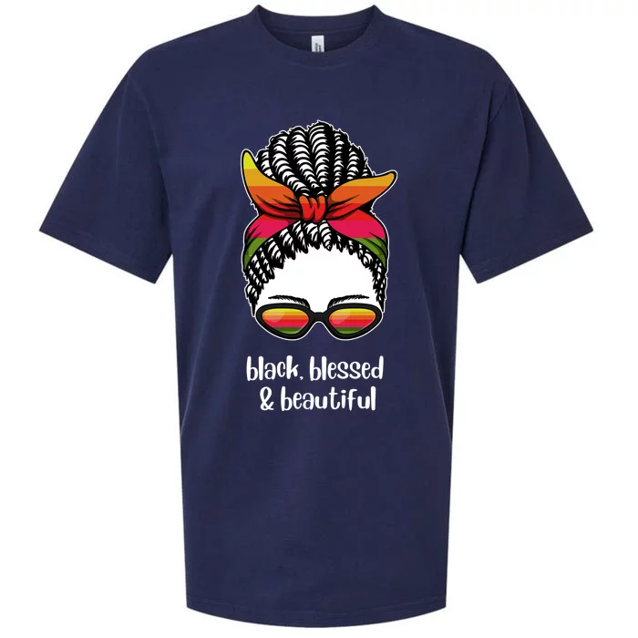 Black Blessed And Beautiful Hair Bun Sueded Cloud Jersey T-Shirt