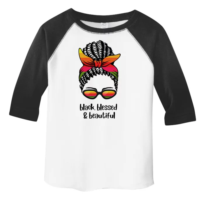 Black Blessed And Beautiful Hair Bun Toddler Fine Jersey T-Shirt