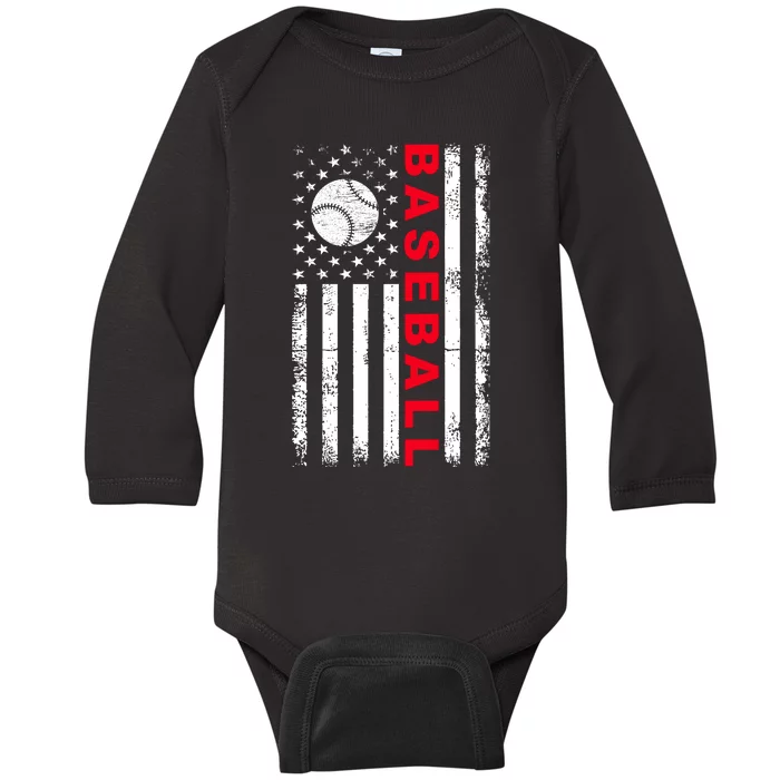 BaseballUSAFlagDesign Baby Long Sleeve Bodysuit