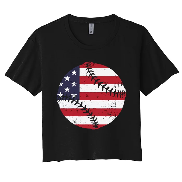 BaseballVintageFlagDesign Women's Crop Top Tee