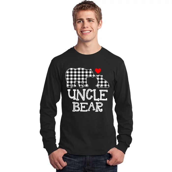 Buffalo Black and White Plaid Uncle Bear Christmas Pajama Long Sleeve Shirt