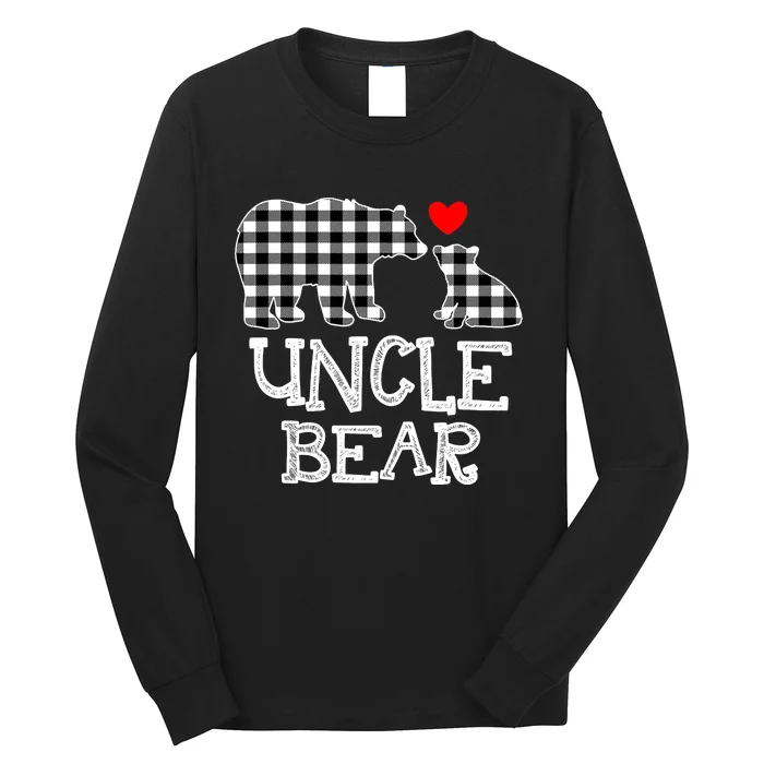 Buffalo Black and White Plaid Uncle Bear Christmas Pajama Long Sleeve Shirt