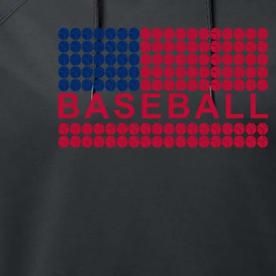 BaseballWithAmericanFlagDesign Performance Fleece Hoodie