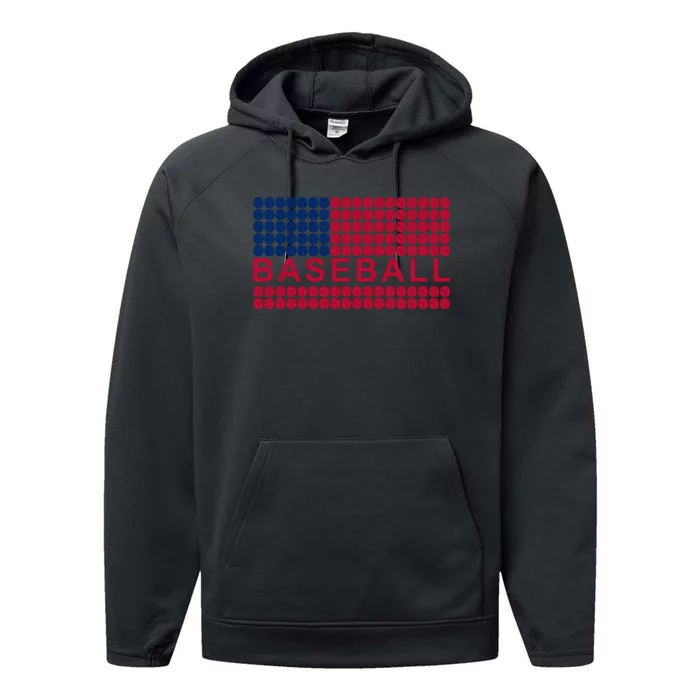 BaseballWithAmericanFlagDesign Performance Fleece Hoodie